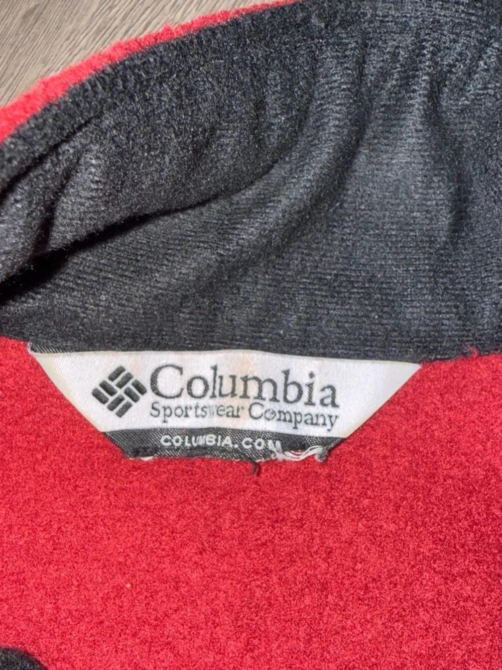 Columbia Red Fleece Jacket with Black Inner Collar